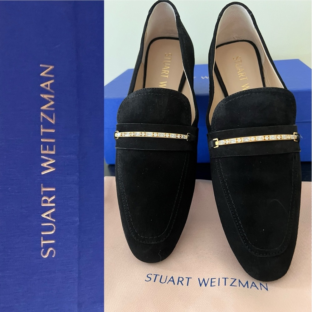 New in box | Stuart Weitzman Black Crystal Deco Jet Loafer